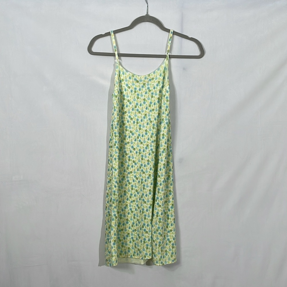Zara Mini Dress Size S Knit Tank Dress Yellow And Blue Ditsy Floral EUC - Picture 4 of 10